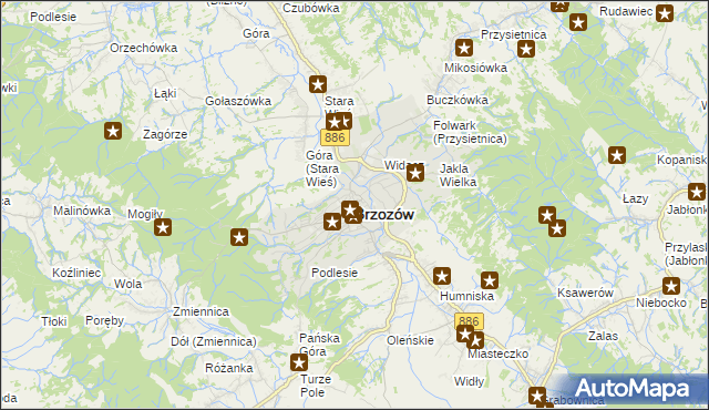 mapa Brzozów, Brzozów na mapie Targeo