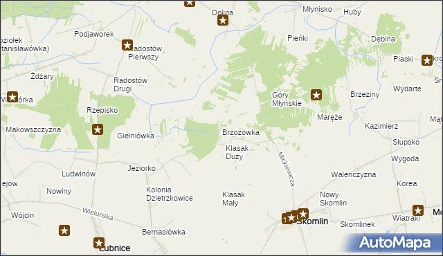 mapa Brzozówka gmina Łubnice, Brzozówka gmina Łubnice na mapie Targeo