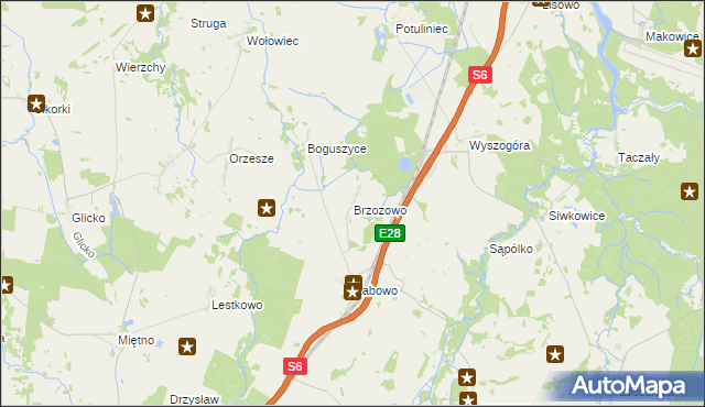 mapa Brzozowo gmina Nowogard, Brzozowo gmina Nowogard na mapie Targeo