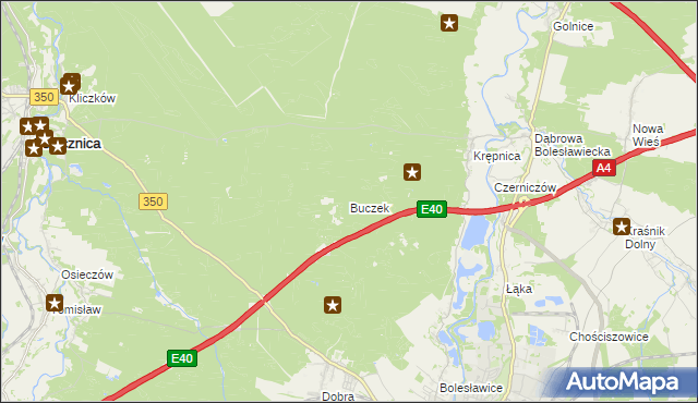 mapa Buczek gmina Bolesławiec, Buczek gmina Bolesławiec na mapie Targeo