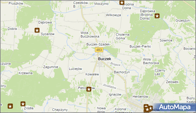 mapa Buczek powiat łaski, Buczek powiat łaski na mapie Targeo