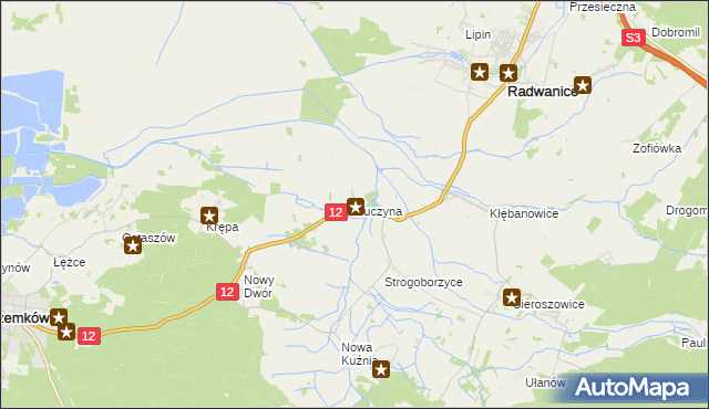 mapa Buczyna gmina Radwanice, Buczyna gmina Radwanice na mapie Targeo