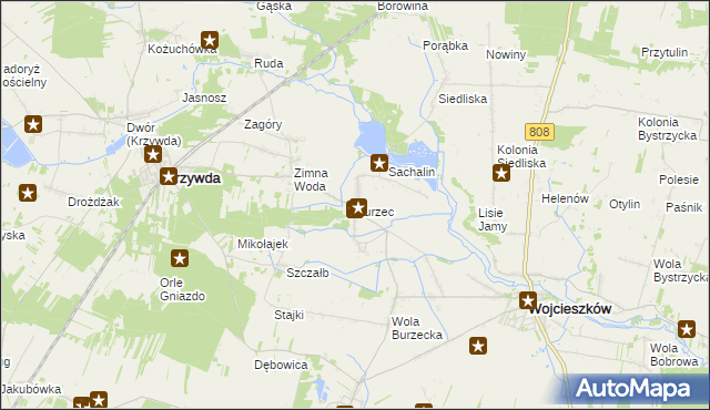 mapa Burzec, Burzec na mapie Targeo
