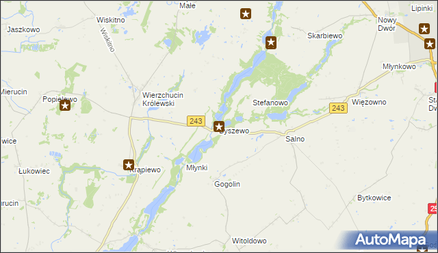 mapa Byszewo gmina Koronowo, Byszewo gmina Koronowo na mapie Targeo