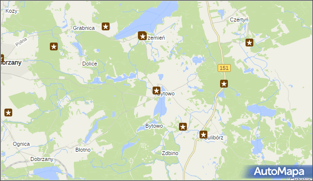 mapa Bytowo gmina Dobrzany, Bytowo gmina Dobrzany na mapie Targeo