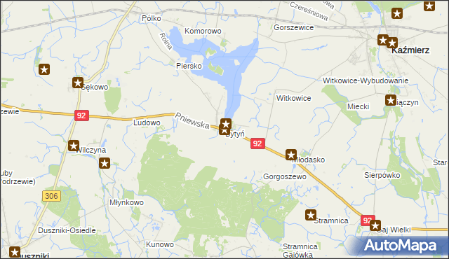 mapa Bytyń gmina Kaźmierz, Bytyń gmina Kaźmierz na mapie Targeo