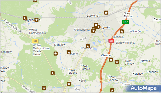 mapa Cegielnia gmina Radzymin, Cegielnia gmina Radzymin na mapie Targeo