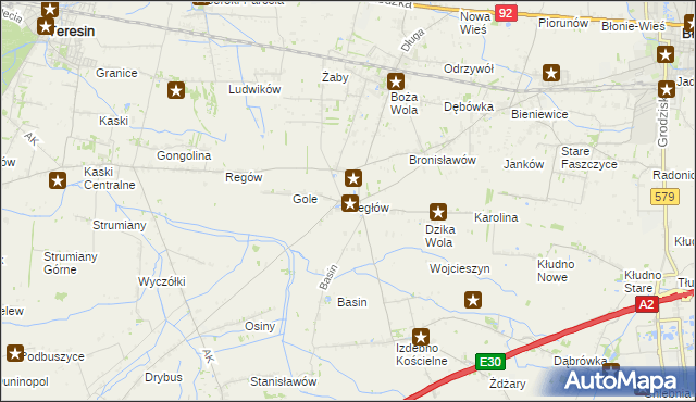 mapa Cegłów gmina Baranów, Cegłów gmina Baranów na mapie Targeo