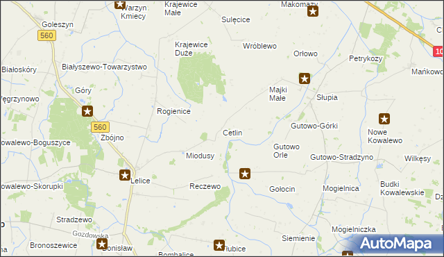 mapa Cetlin, Cetlin na mapie Targeo
