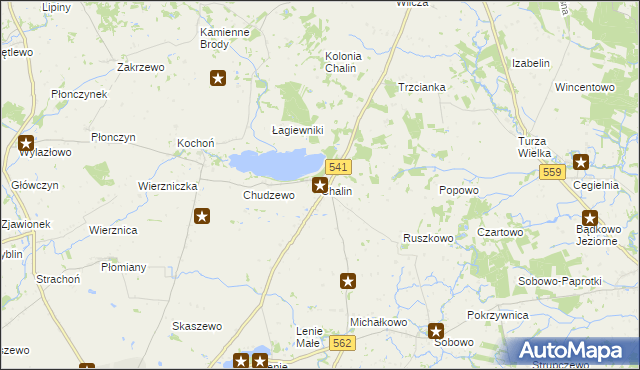 mapa Chalin gmina Dobrzyń nad Wisłą, Chalin gmina Dobrzyń nad Wisłą na mapie Targeo