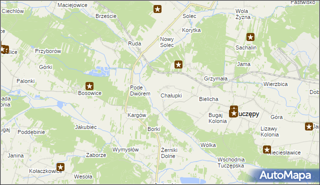 mapa Chałupki gmina Tuczępy, Chałupki gmina Tuczępy na mapie Targeo