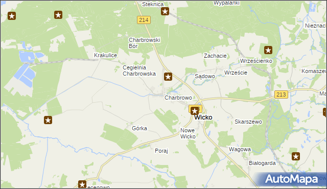 mapa Charbrowo, Charbrowo na mapie Targeo