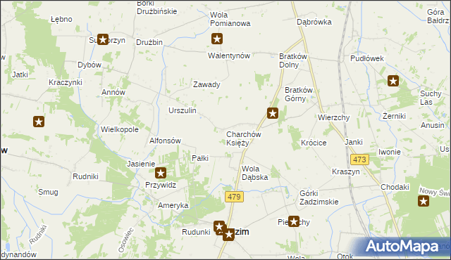mapa Charchów Księży, Charchów Księży na mapie Targeo