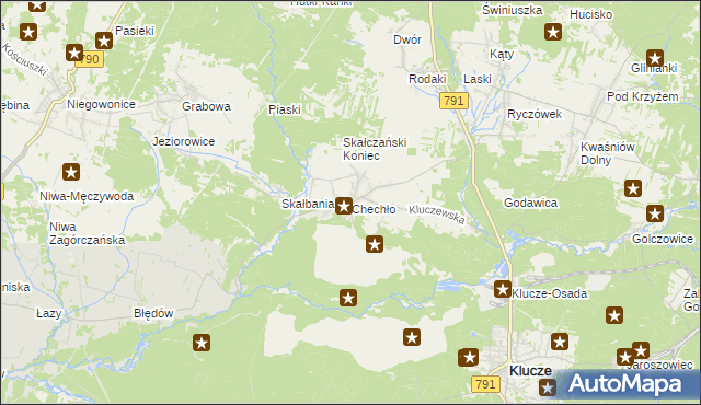 mapa Chechło gmina Klucze, Chechło gmina Klucze na mapie Targeo