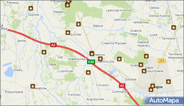 mapa Chełmno gmina Dąbie, Chełmno gmina Dąbie na mapie Targeo