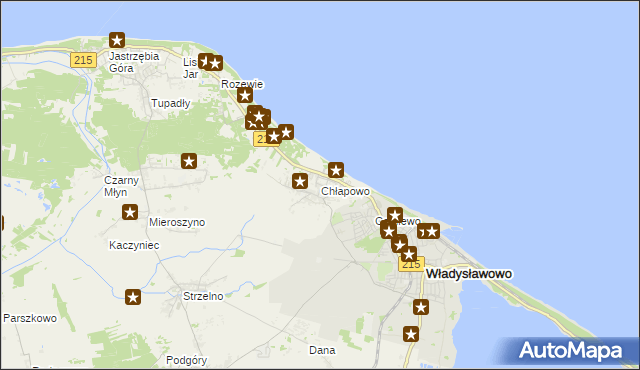 mapa Chłapowo gmina Władysławowo, Chłapowo gmina Władysławowo na mapie Targeo