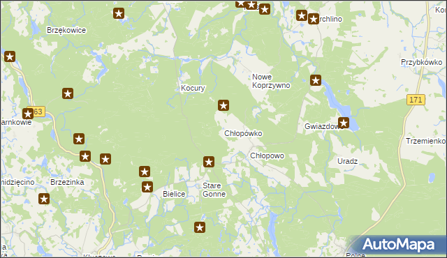 mapa Chłopówko gmina Barwice, Chłopówko gmina Barwice na mapie Targeo