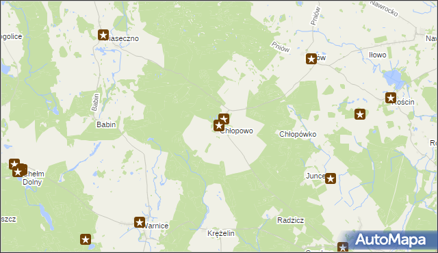 mapa Chłopowo gmina Myślibórz, Chłopowo gmina Myślibórz na mapie Targeo