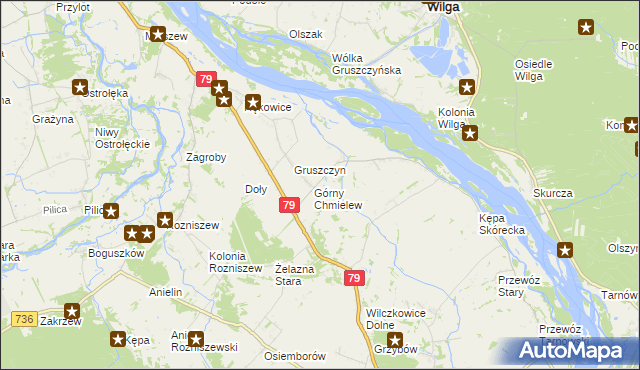 mapa Chmielew gmina Magnuszew, Chmielew gmina Magnuszew na mapie Targeo