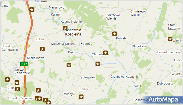 mapa Chmielewko, Chmielewko na mapie Targeo