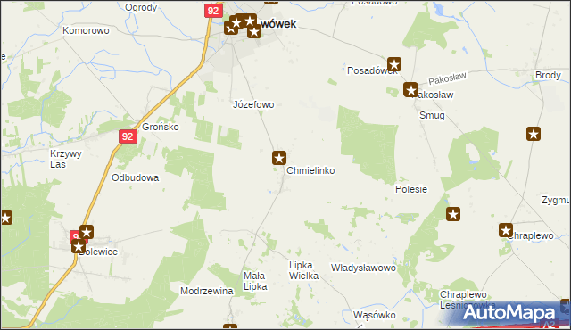 mapa Chmielinko, Chmielinko na mapie Targeo
