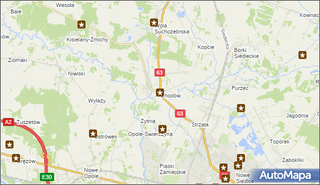mapa Chodów gmina Siedlce, Chodów gmina Siedlce na mapie Targeo