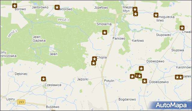mapa Chojna gmina Gołańcz, Chojna gmina Gołańcz na mapie Targeo