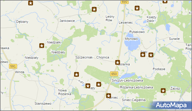 mapa Chojnica gmina Srokowo, Chojnica gmina Srokowo na mapie Targeo