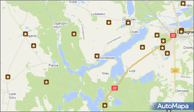 mapa Chomętowo gmina Dobiegniew, Chomętowo gmina Dobiegniew na mapie Targeo
