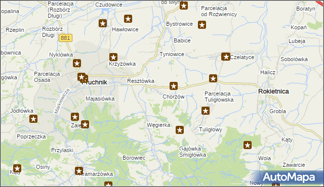 mapa Chorzów gmina Roźwienica, Chorzów gmina Roźwienica na mapie Targeo