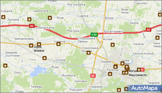 mapa Choszczówka Stojecka, Choszczówka Stojecka na mapie Targeo