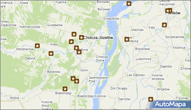 mapa Chotcza Dolna, Chotcza Dolna na mapie Targeo