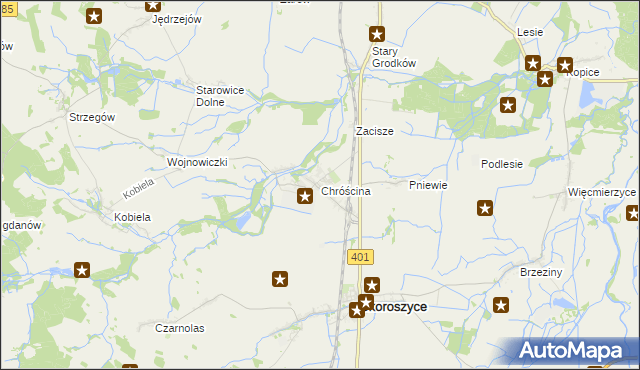 mapa Chróścina gmina Skoroszyce, Chróścina gmina Skoroszyce na mapie Targeo