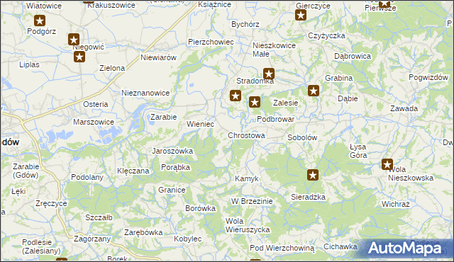 mapa Chrostowa gmina Łapanów, Chrostowa gmina Łapanów na mapie Targeo