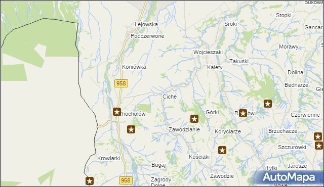 mapa Ciche gmina Czarny Dunajec, Ciche gmina Czarny Dunajec na mapie Targeo