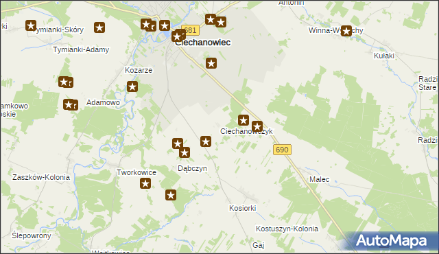 mapa Ciechanowczyk, Ciechanowczyk na mapie Targeo