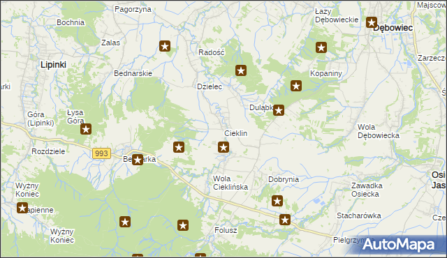 mapa Cieklin, Cieklin na mapie Targeo