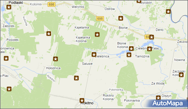 mapa Cieleśnica, Cieleśnica na mapie Targeo