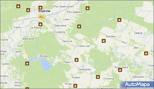 mapa Cisów-Las, Cisów-Las na mapie Targeo