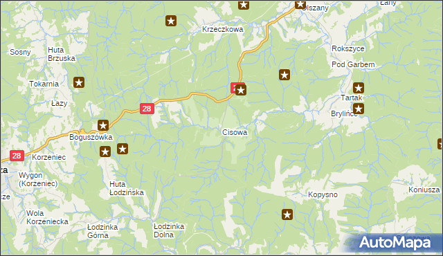 mapa Cisowa gmina Krasiczyn, Cisowa gmina Krasiczyn na mapie Targeo