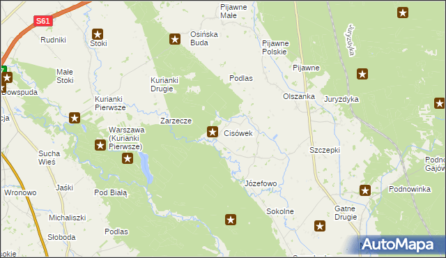 mapa Cisówek gmina Nowinka, Cisówek gmina Nowinka na mapie Targeo