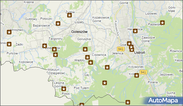 mapa Cisownica, Cisownica na mapie Targeo