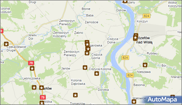 mapa Ciszyca Górna, Ciszyca Górna na mapie Targeo