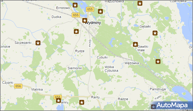 mapa Cybulki, Cybulki na mapie Targeo
