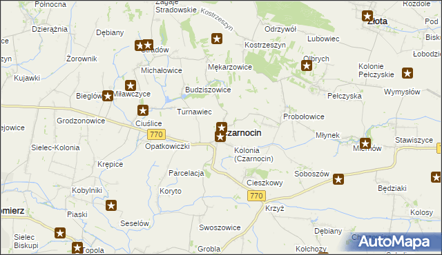 mapa Czarnocin powiat kazimierski, Czarnocin powiat kazimierski na mapie Targeo
