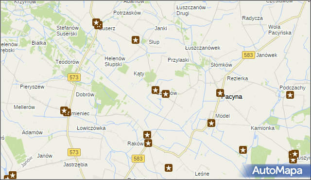 mapa Czarnów gmina Pacyna, Czarnów gmina Pacyna na mapie Targeo