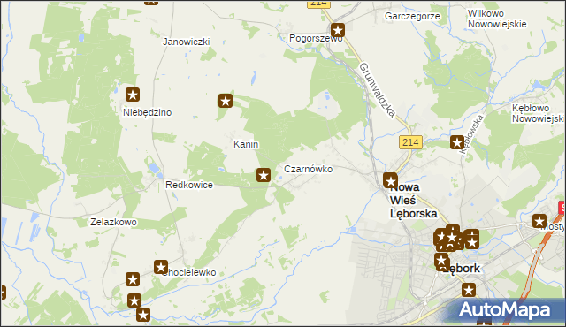 mapa Czarnówko gmina Nowa Wieś Lęborska, Czarnówko gmina Nowa Wieś Lęborska na mapie Targeo
