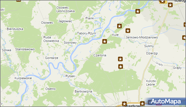 mapa Czartoria gmina Miastkowo, Czartoria gmina Miastkowo na mapie Targeo