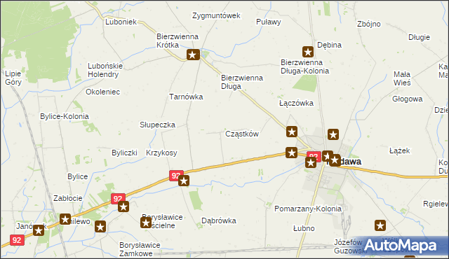 mapa Cząstków gmina Kłodawa, Cząstków gmina Kłodawa na mapie Targeo