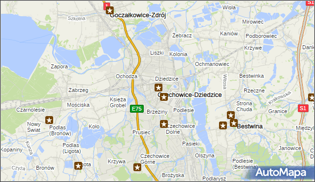 mapa Czechowic-Dziedzic, Czechowice-Dziedzice na mapie Targeo
